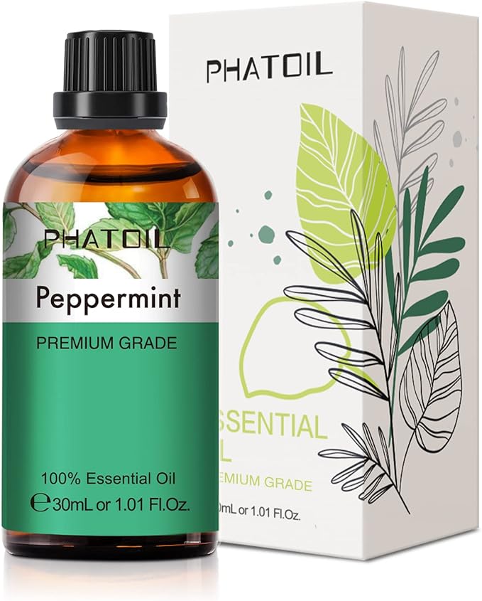 Peppermint Essential Oil, 1.01Fl.Oz (30ML) PHATOIL Pure Essential Oil Singles for Aromatherapy Diffusers, Humidifiers, Great for DIY Candle and Soap Making, Gift for Friend