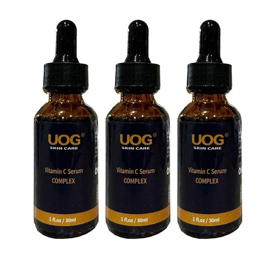 UOG Super Vitamin C Face Serum - Anti-Aging, Hydrating & Firming Formula, Lifts & Firms Face, Neck, Jawline, Reduces Dark Spots, Age Spots, Fine Lines, Wrinkles, Even Skin Tone.1 Fl Oz - Pack of 3