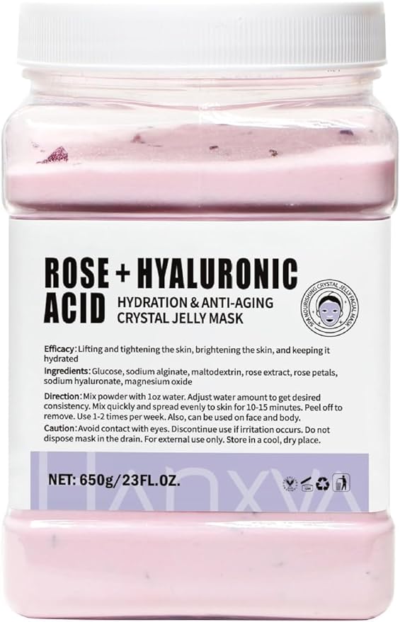 Jelly Face Mask Peel Off Powder 650g Moisturizing and Hydrating Repair and Smooth Skin Care for Home Salon Spa (Rose Hyaluronic Acid)
