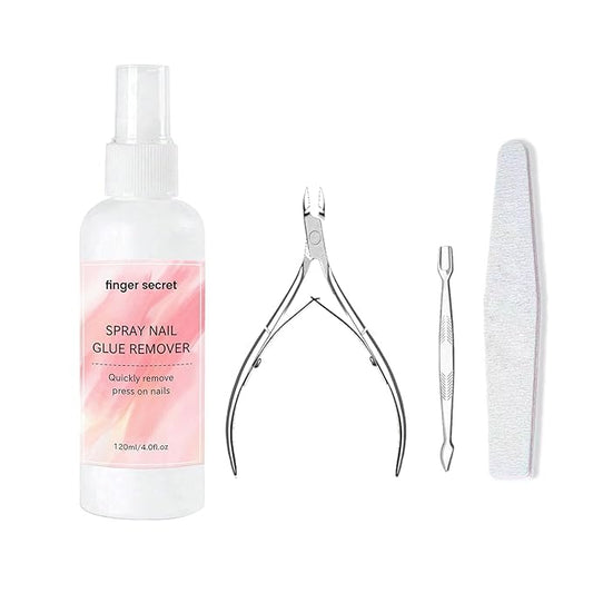 Press on Nail Glue Remover Nail Remover Kit,Cuticle Trimmer with Cuticle Pusher and Nippers Professional Manicure Tools for Manicure Salons