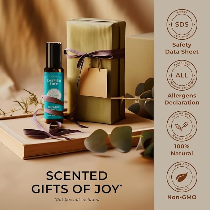 Gya Labs Breathe Essential Oil Roll on - 100% Pure Natural Cooling Peppermint, Eucalyptus & Tea Tree Blend, Aromatherapy Oil Roller, Travel Size (0.34 Fl Oz)