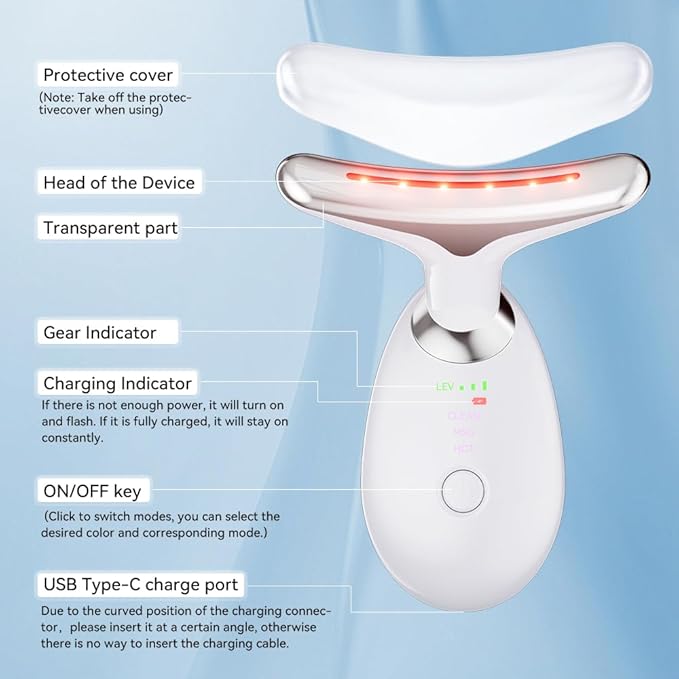 Neck and Face Massager, 7- IN -1 Face Sculpting Tool for Skin Care and with Vibration, Thermal(White)