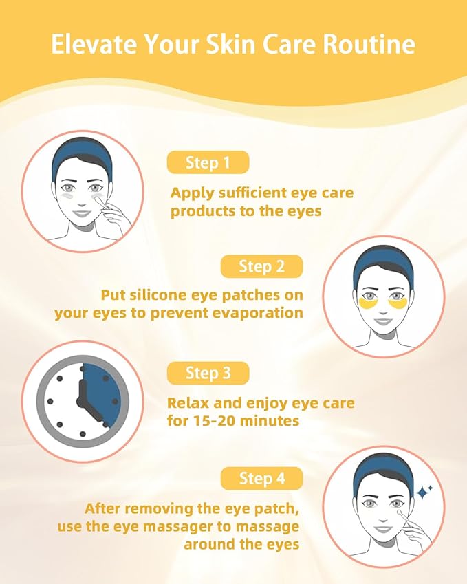 Under Eye Patches Silicone - 2 Pairs Reusable Eye Patches, Eye Wrinkle Patches, Reusable Under Eye Mask, Plump Fine Lines & Wrinkles, Gold