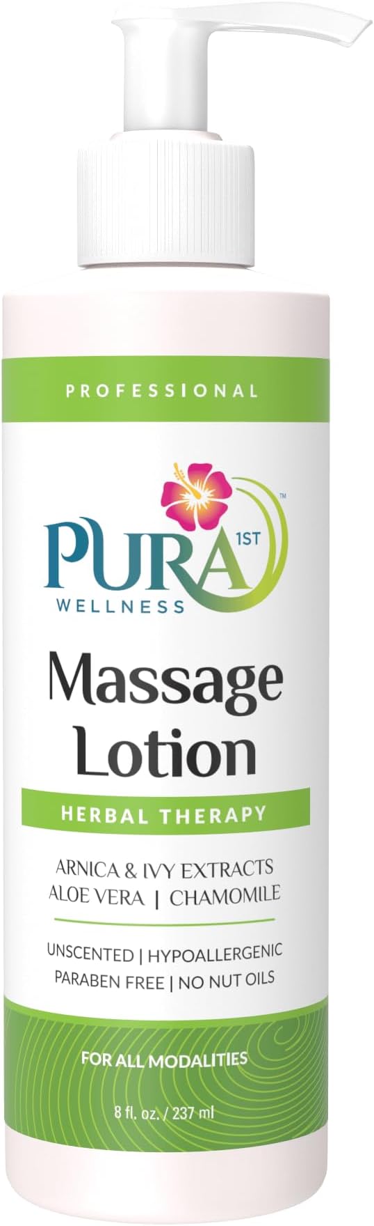 Herbal Massage Lotion, Hypoallergenic Formula for Muscle Relief, Professional Deep Tissue Therapy, Pura Wellness Herbal Lotion, Unscented Massage Lotion for Physical Therapy and Recovery, 8oz
