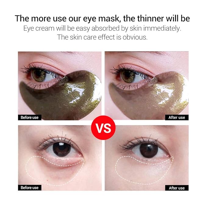 Gold Black Pearl Hydra-Gel Eye Patches - Gel Eye Mask for Eyes Treatment Puffiness Anti-Aging Remove Eye Bags Relieve Dark Circles Moisturizing Eyes Skin (30 Pairs)