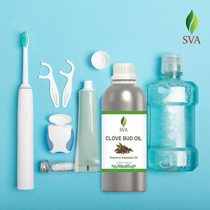 SVA Clove Bud Essential Oil – 32 Fl Oz – 100% Natural Clove Bud Oil - for Diffuser, Hair Care, Face, Skin Care, Aromatherapy, Scalp and Body Massage, Soap and Candle Making