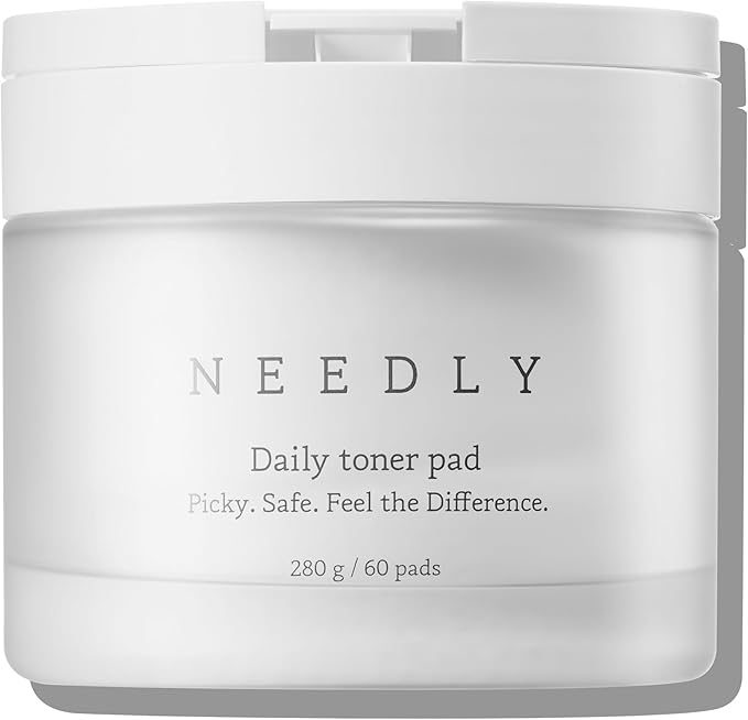 Needly Daily Toner Pad, Exfoliating Facial Pads with BHA & PHA, Deep Hydration, Pore Minimizer for Face, Centella, Tea Tree, High Volume Essence, Extra Large Cotton Pad, Korean Skin Care (60 Pads)