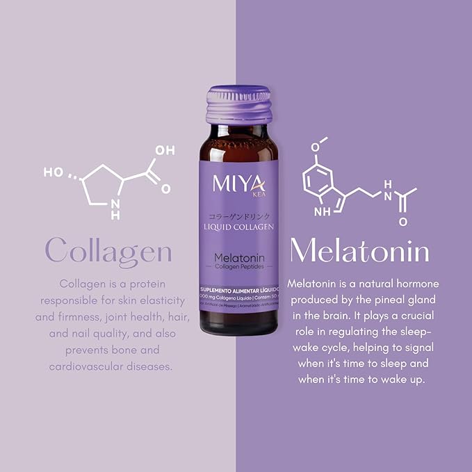 Liquid Collagen with Melatonin | Box with 10 Shots | 6000mg Collagen | Peach Flavor