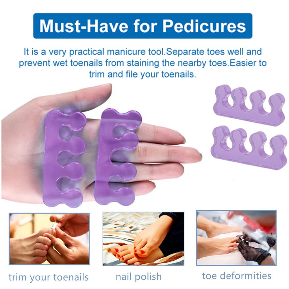 Toe Separators for Bunion & Nail Polish - Pedicure Toe Spacers & Toenail Dividers, Orthopedic Gel Material, Soft Gel Pedicure Kit Suitable for Salon Supplies
