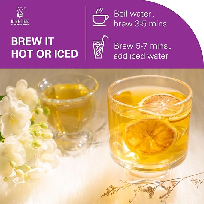 WT WEETEE Organic Jasmine Green Tea Bags, Organic Jasmine Scented Green Tea 100 Count, Refreshing & Relaxing, Coffee Alternative, No Artificial Flavors