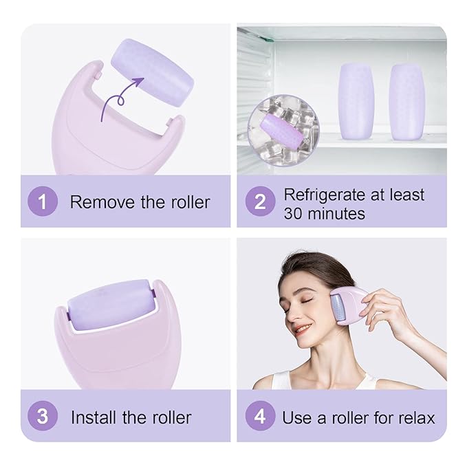 RHOS Ice Roller for Face & Eye - Portable Mini Ice Roller with Case for Travel, Reduces Puffiness & Migraine Pain, Women's Gift (Pink)