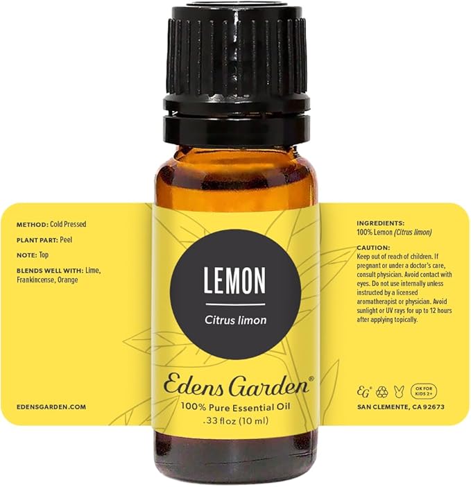 Edens Garden Lemon Essential Oil- 100% Pure Premium Grade, Undiluted, Natural, Therapeutic, Aromatherapy, The Best for Diffuser, Laundry, Humidifiers, Kid Safe 10 ml (.33 fl oz)