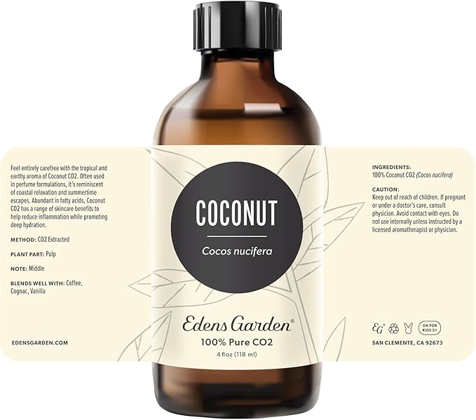 Edens Garden Coconut CO2 Essential Oil- 100% Pure Premium Grade, Undiluted, Natural, Therapeutic, Aromatherapy, The Best for Diffuser, Skin, Face, Hair 118 ml (4 fl oz)