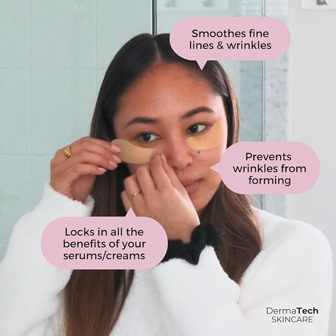 Pink Reusable Under Eye Patches Eco-Friendly Wrinkle Patches with Tin Case | 100% Silicone Reusable Facial Patches | For Puffy Eyes, Dark Circles, Reducing Wrinkles (Pink)