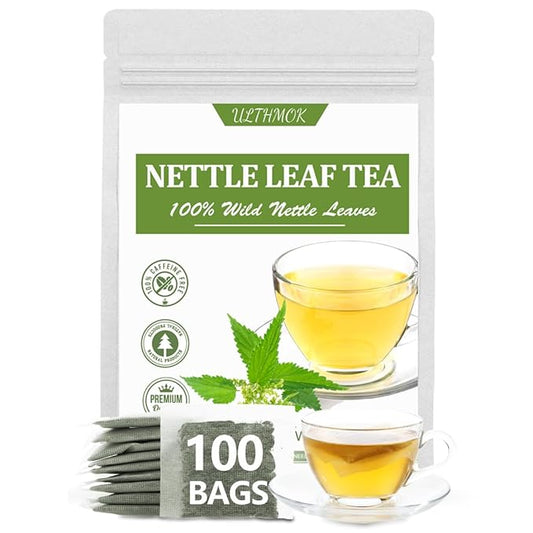 Premium 100 Stinging Nettle Leaf Tea Bags, Made with 100% Wild Nettle Leaves，No Additive & Caffeine Free.