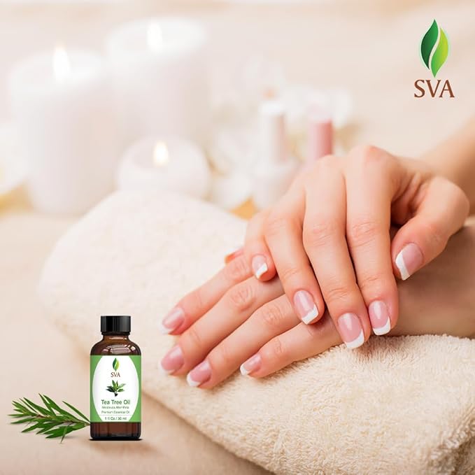 SVA Tea Tree Essential Oil – 1 Fl Oz – 100% Natural Tea Tree Oil - for Diffuser, Hair Care, Face, Skin Care, Aromatherapy, Scalp and Body Massage, Soap and Candle Making – with Dropper