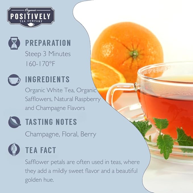 Organic Positively Tea Company, White Mimosa White Tea, Loose Leaf, 4 Ounce