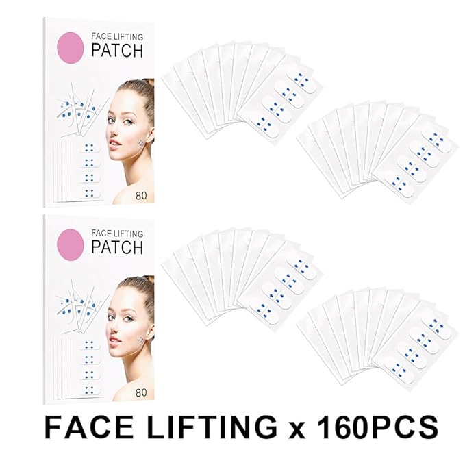 Kaely 160 Pcs Instant Face Lift Tape,Antiaging Body Shaping Tape,Neck Lifting Tape for Saggy Skin,Facelift Tape and Bands for Double Chin Jowls Thigh,Creates V-Shaped Face