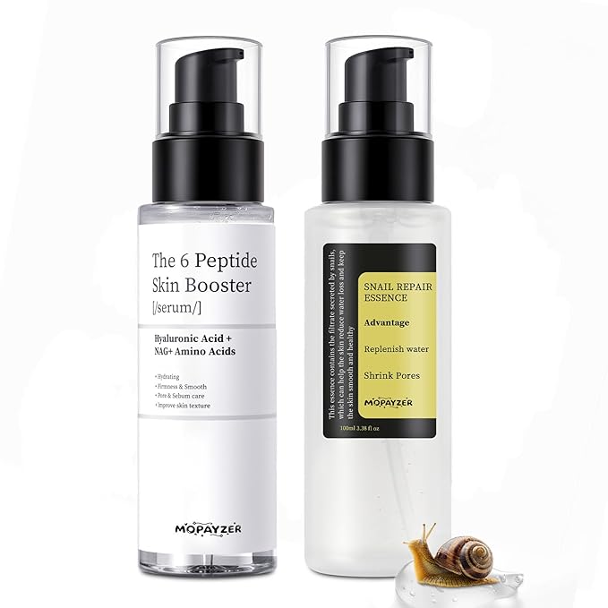 Snail Mucin 96% Peptide Booster Set, Snail Mucin Skin Booster Collagen Serum for Women Repairs Fine Lines & Wrinkles, Advanced Snail 96 Mucin Power Essence, Skin Care Gift Set for Hydrating & Soothing