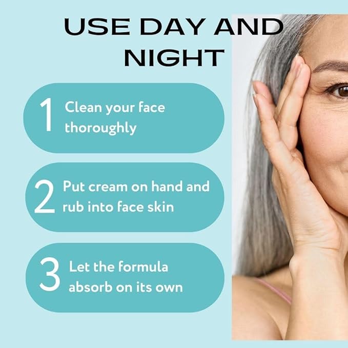 AquaBio Organic Collagen peptide Anti Aging Face & Neck Moisturizing cream for women men. Advanced Firming Skin care anti Wrinkle. Day Overnight-All skin types