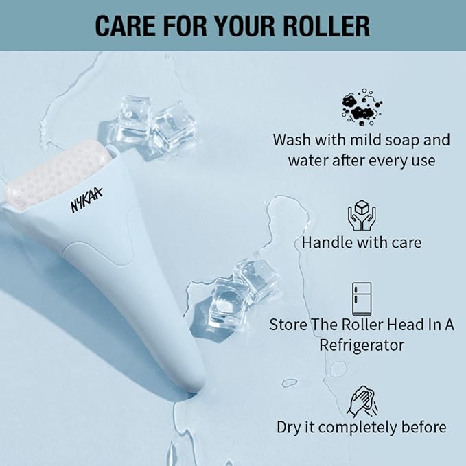 Nykaa Naturals Ice Roller Massage for Face Toning - Reduces Clogged Pores - Improves Absorption and Releases Neck Stiffness - Blue - 1 pc