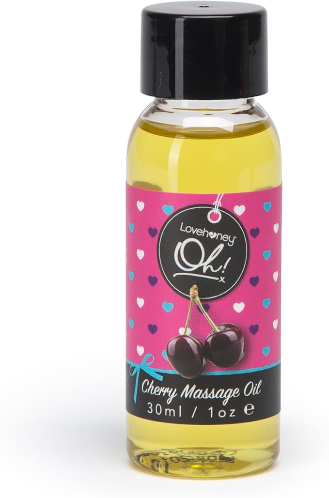 Lovehoney Cherry Massage Oil - Infused with Essential Oils - Vegetarian Friendly - 1oz