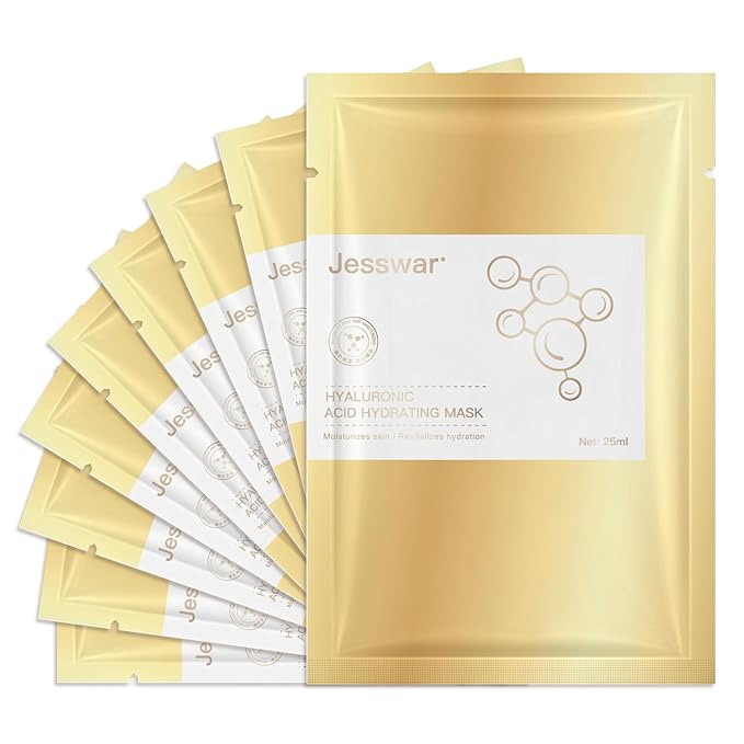 jesswar Sheet Masks Hyaluronic Acid Hydrating Mask 10 Sheets Centella Repairing Masks Deep Hydration and Moisturizing