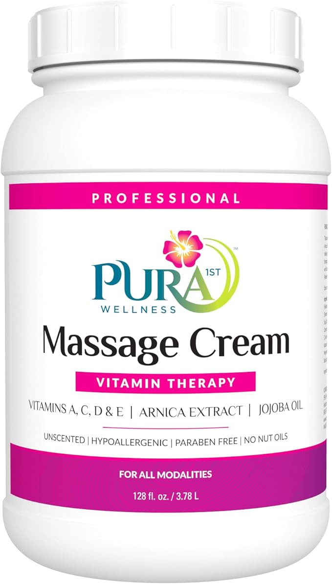 Unscented Vitamin Therapy Massage Cream, Massage Cream for Physical Therapy and Deep Tissue 128oz