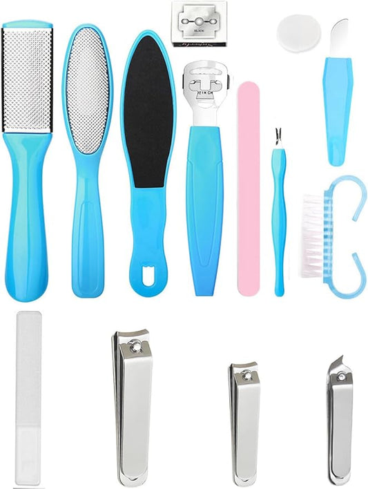 Stainless Callus Removers Set Foot File Pedicure Tools Kit for Feet Nail Clippers Set Fingernail Clipper Toenail Clipper Nail Care Tool with Travel Case for Men Women