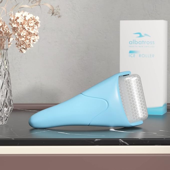 Ice Roller & Gua Sha Set, Skin Care for Face Wrinkles and Puffiness, Self Facial Massage Tools