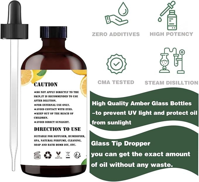 Bergamot Essential Oil (4 oz/120 ml) - Bergamot Oils Used in diffusers, humidifiers, Home Baths, Cleaning Products, Yoga, DIY Soaps and DIY Scented Candles