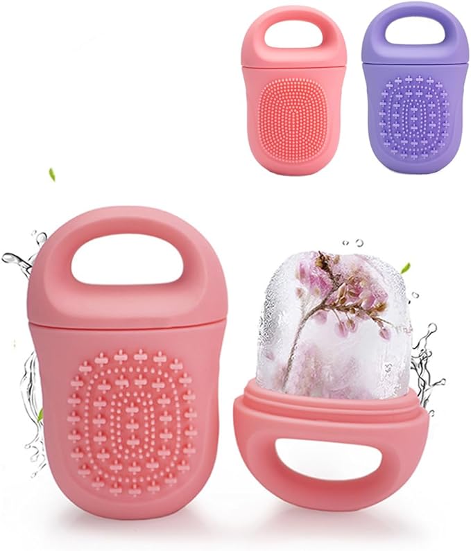Ice Roller for Face, Ice Face Roller for Face,Eyes,Neck Conditioning,Skin Care,De-Puff Eye Bags,Reduce Migraine Pain and Brighten Lubricate Shrink Pores,Reusable Massage Silicone Ice Mold (Pink)