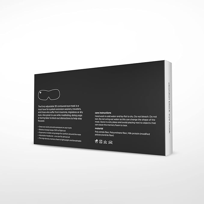 Beverly Hills Eye Mask Designed for Eyelash Extensions, 3D Contoured Design, Soft Fabric, Deep Eye Cavities, Form Fitting, Adjustable Headband Strap, No Pressure Sleep & Travel Eye Mask (Black)