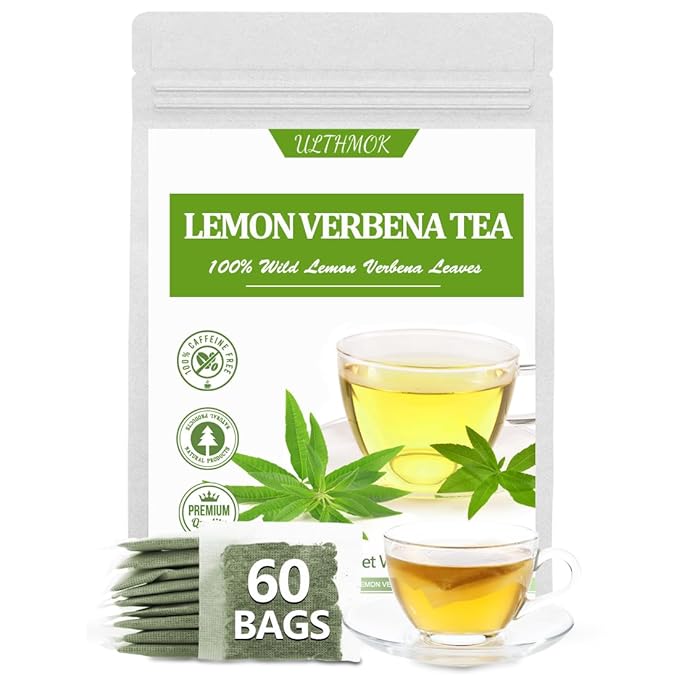 Premium 60 Lemon Verbena Tea Bags, Made with 100% Pure Lemon Verbena Leaves, No Additives & Caffeine Free.