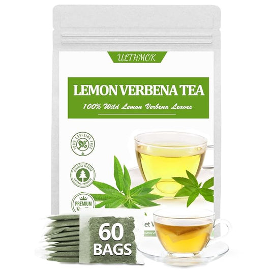 Premium 60 Lemon Verbena Tea Bags, Made with 100% Pure Lemon Verbena Leaves, No Additives & Caffeine Free.