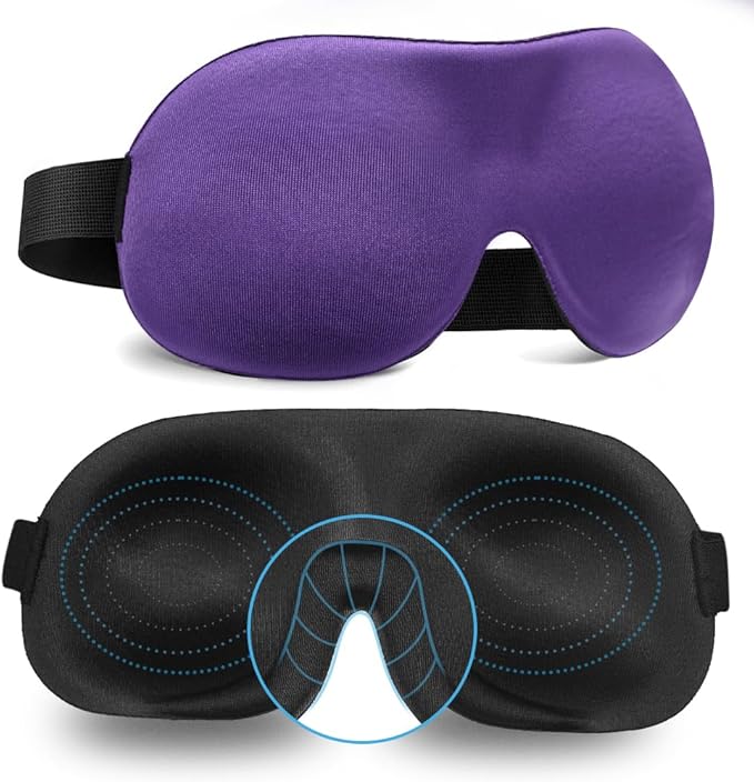 Sleep Mask Invisible Alar Deep Orbit 3D Eye Mask Ultra Lightweight & Comfortable Sleeping Mask for Travel, Nap, Shift Works,XL Purple