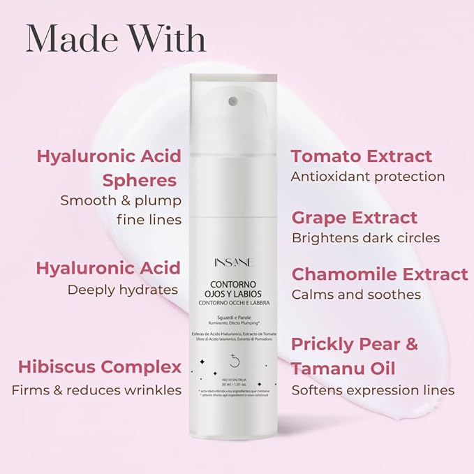 Biotech Eye & Lip Contour Cream — Hyaluronic Acid Spheres + Tamanu Oil — Depuffs, Plumps & Smooths Fine Lines — Ophthalmologically & Dermatologically Tested
