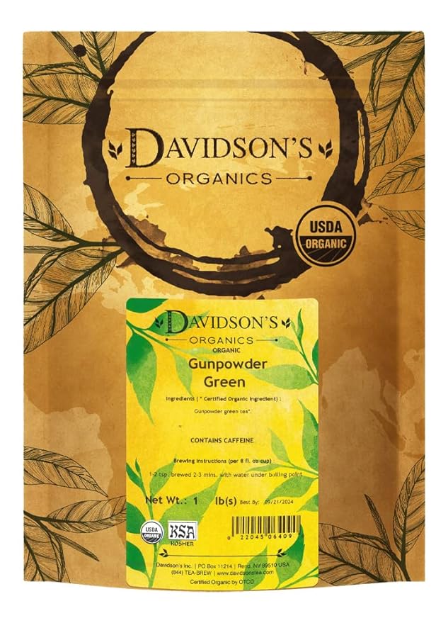 Davidson's Organics, Gunpowder Green, Loose Leaf Tea, 16-Ounce Bag(Packaging May Vary)