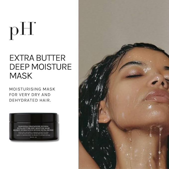 pH PURE HAIR Extra Butter Deep Moisture Hair Mask - Hydrating Mask to Nourish Dry & Damaged Hair, Enriched with Vitamin E & Rose Extract (6.7 Oz)