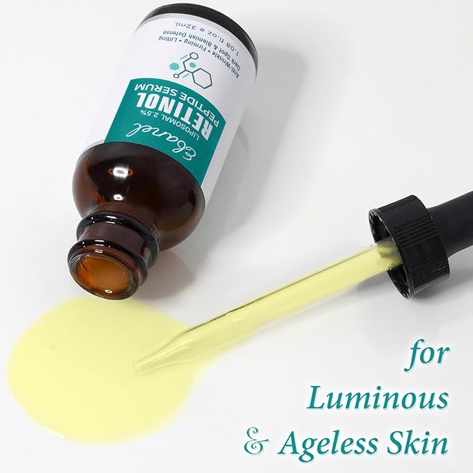 Ebanel Liposomal 2.5% Retinol Serum for Face with Hyaluronic Acid, Peptide, Vitamin C, Pore Minimizer Skin Tightening, Anti Aging Serum, Minimizes Wrinkles, Fine Lines, Age Spots