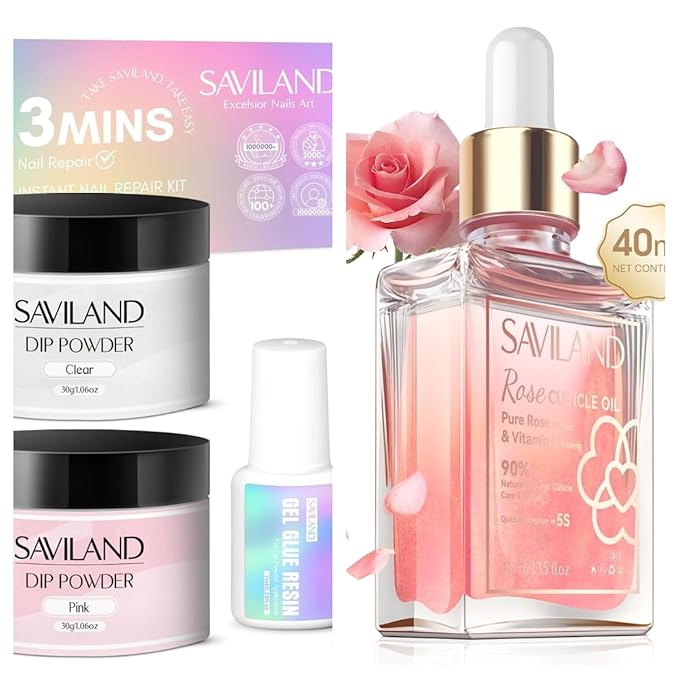 Saviland 60g Nail Repair Kit for Broken Damaged Nails and Cuticle Oil Vitamin E