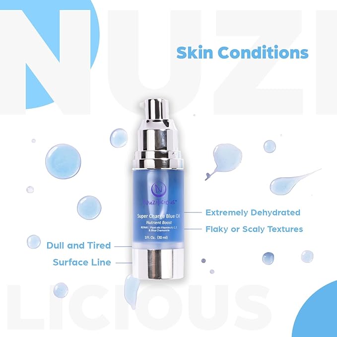 Professional Grade Super Charge Blue Oil – Intense Hydration & Radiance with Essential Oils & Lipid-Rich Plant Oils, Vegan & Cruelty-Free, 1 oz