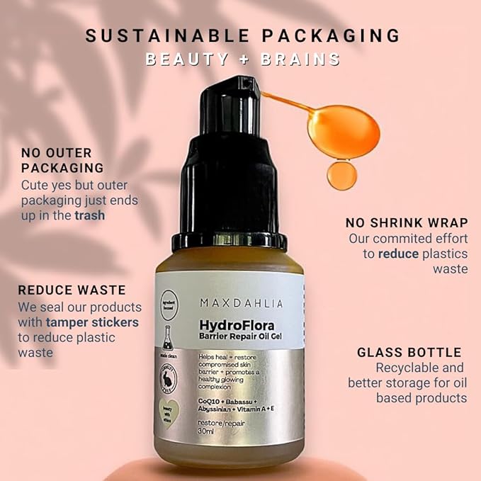 Hydroflora Barrier Repair Oil Gel – Lightweight Moisturizer for Dry, Sensitive Skin – Hydrating Face Oil with CoQ10 & Bakuchiol – Non-Comedogenic, Anti-Aging, Skin Barrier Support