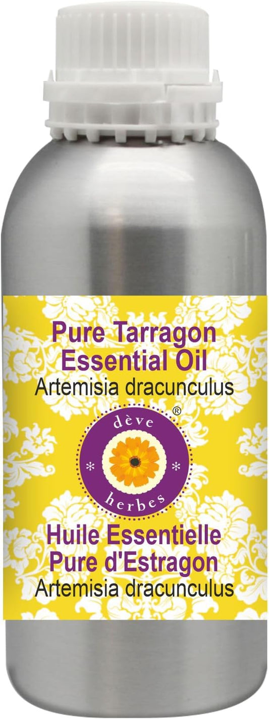 Deve Herbes Pure Tarragon Essential Oil (Artemisia Dracunculus) Steam Distilled 630ml (21 oz)