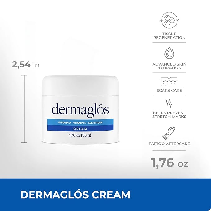 Dermaglos | Hydration And Regeneration pack, Cream Moisturizer 1.76 oz + Emulsion Advanced 13.52 Fl Oz, Vitamin A + Vitamin E + Allantoin, Enhances Skin´s Vitality Formula For all Skin Types