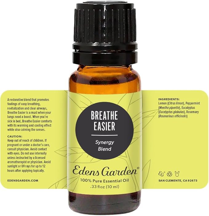 Edens Garden Breathe Easier Essential Oil Synergy Blend, 100% Pure Therapeutic Grade (Undiluted Natural/Homeopathic Aromatherapy Scented Essential Oil Blends) 10 ml