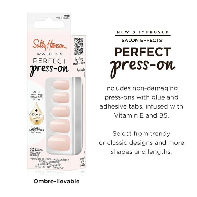 Sally Hansen Instant Cuticle Remover and Salon Effects Ombre-Lievable Press On Nails Kit, Nail Treatment and Manicure Set