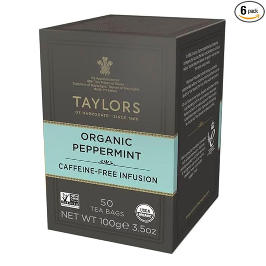 Taylors of Harrogate Organic Peppermint Herbal Tea, 50 Count (Pack of 6)