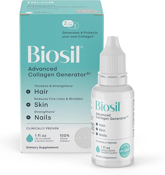 Biosil Collagen Generator - 1 fl oz Drops - with Patented ch-OSA Complex - Generates & Protects Your Own Collagen - GMO Free - 60-Day Supply