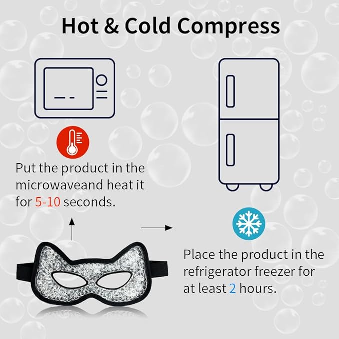 Cooling Eye Mask, Gel Eye Mask Hot Cold Use, Cold Eye Mask for Puffy Eyes, Dry Eyes, Headaches, Migraines, Sinus, Dark Circles (2 blue)